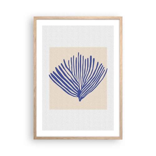 Poster in einem Rahmen aus heller Eiche - Blauer Fächer - 50x70 cm