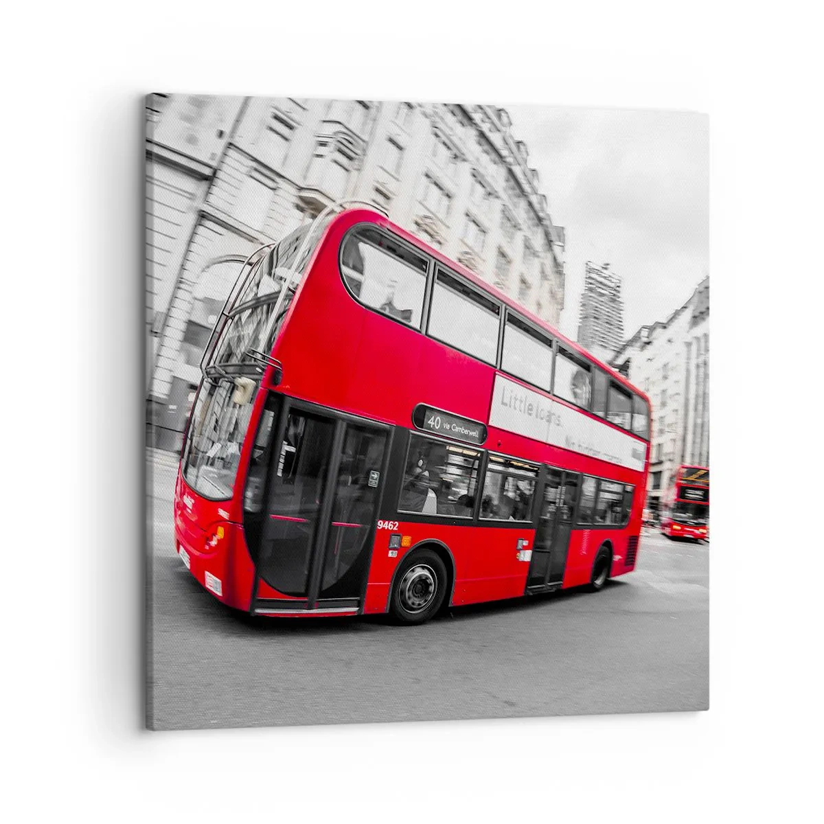 Bild auf Leinwand - Leinwandbild - London traditionell - mit dem Bus - 50x50 cm