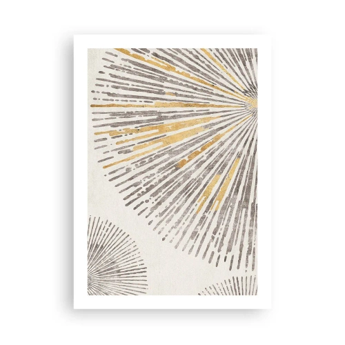 Poster - Abstraktes Strahlenmuster in Gold- und Brauntönen - 50x70cm - Schönheit des Strahls - Moderne Wanddekoration für Wohnzimmer und Schlafzimmer ARTTOR