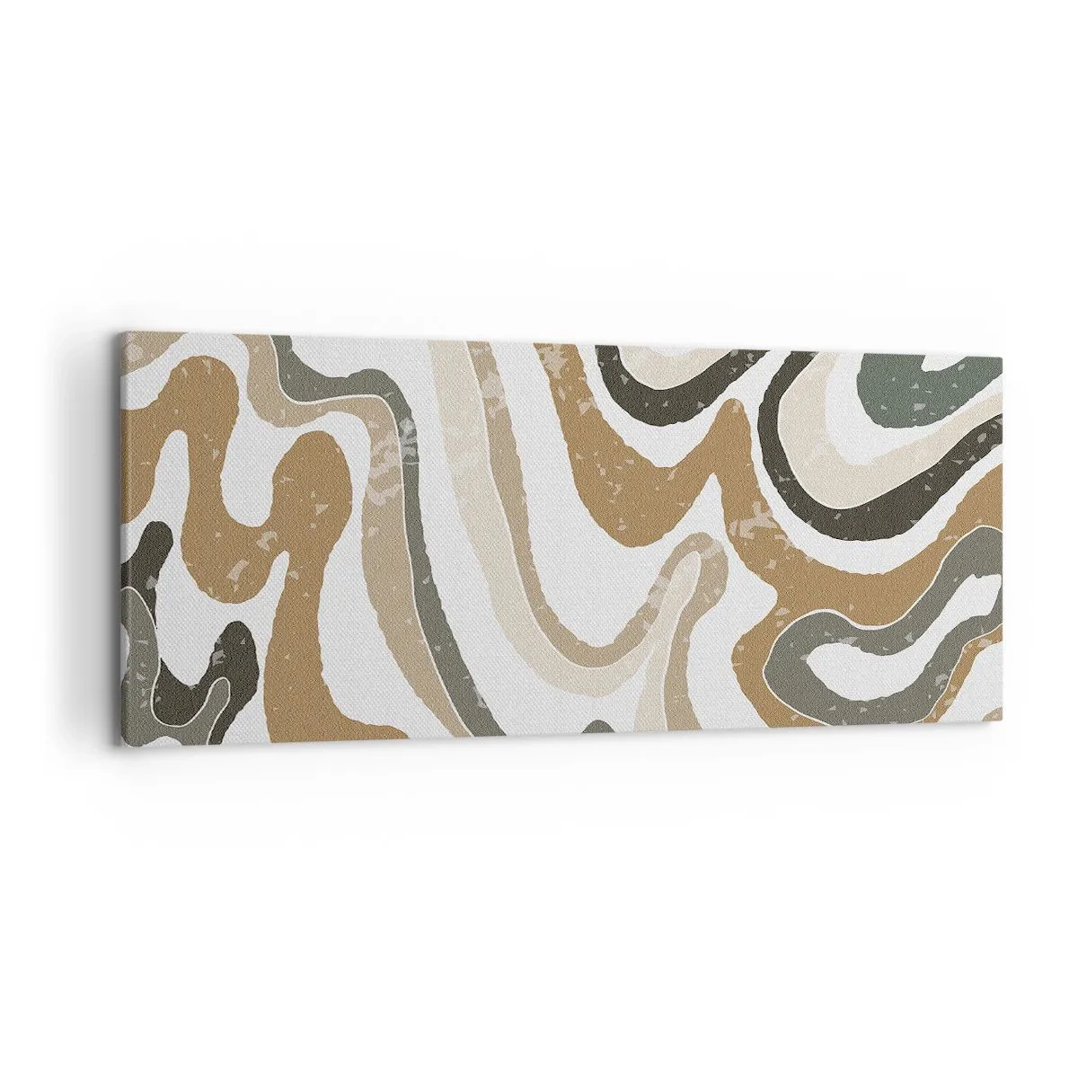 Bild auf Leinwand - Leinwandbild - Erdige Muster in Braun- und Grüntönen - 120x50cm - Mäander in Erdfarben - Moderne Wanddekoration für Wohnzimmer und Schlafzimmer ARTTOR