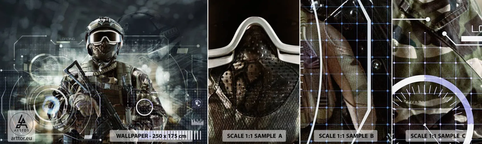 Fototapetenmuster Standard Eco - Macht zu Macht - Abstraktion, Soldat, Kommando - 100x30 cm