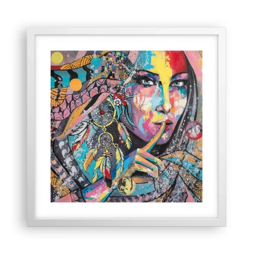 Poster in einem weißen Rahmen - Sei still, bis du verstehst - 40x40 cm