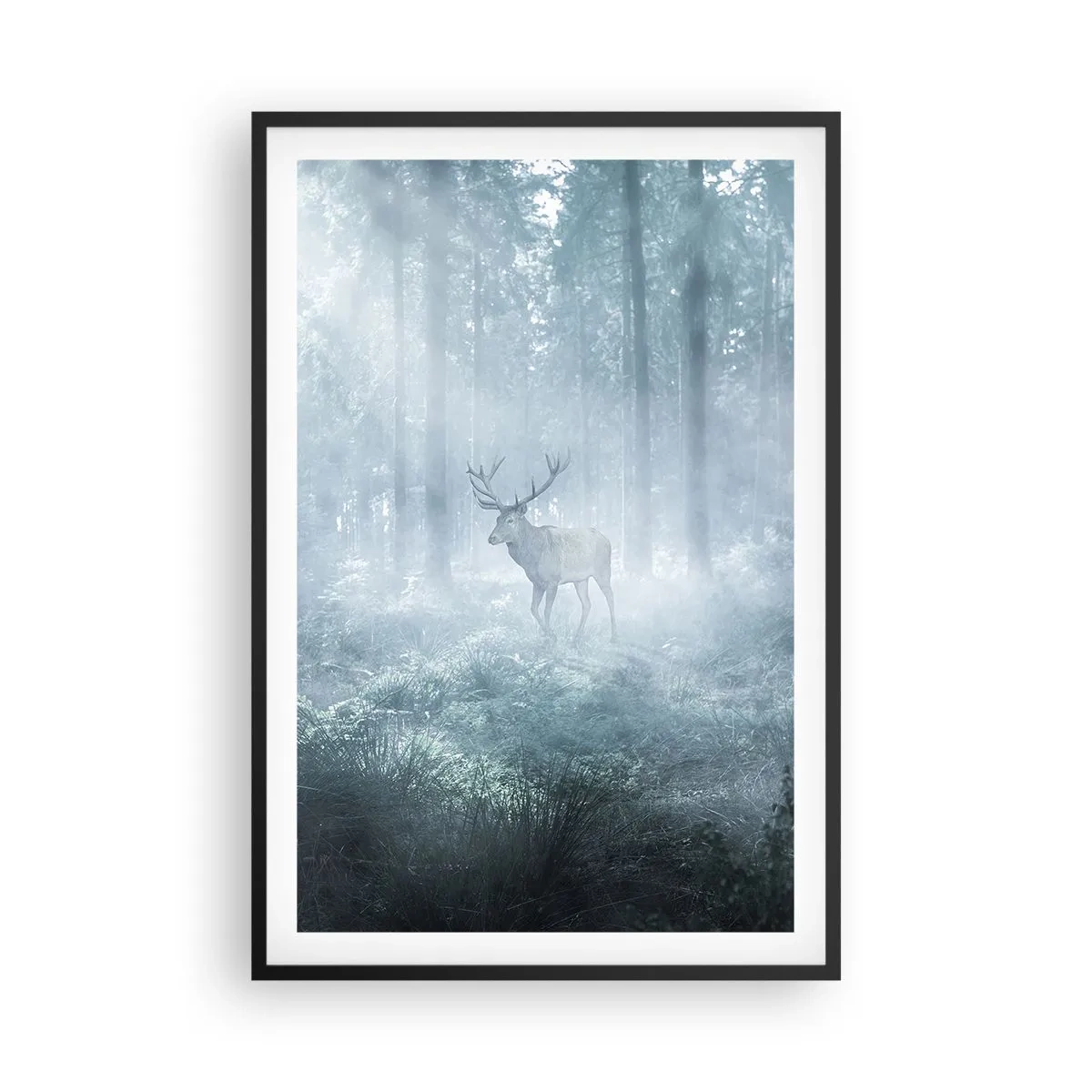 Poster in einem schwarzem Rahmen - Morgenvisite auf dem Grundstück - 61x91 cm