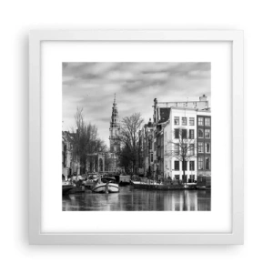 Poster in einem weißen Rahmen - Amsterdamer Atmosphäre - 30x30 cm