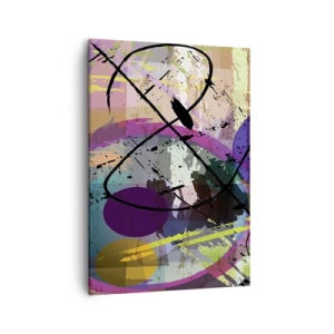 Bild auf Leinwand - Leinwandbild - Ein farbenfrohes abstraktes Muster mit dynamischen Linien und Formen. - 50x70cm - Du kannst geradeaus oder umhergehen - Moderne Wanddekoration für Wohnzimmer und Schlafzimmer ARTTOR