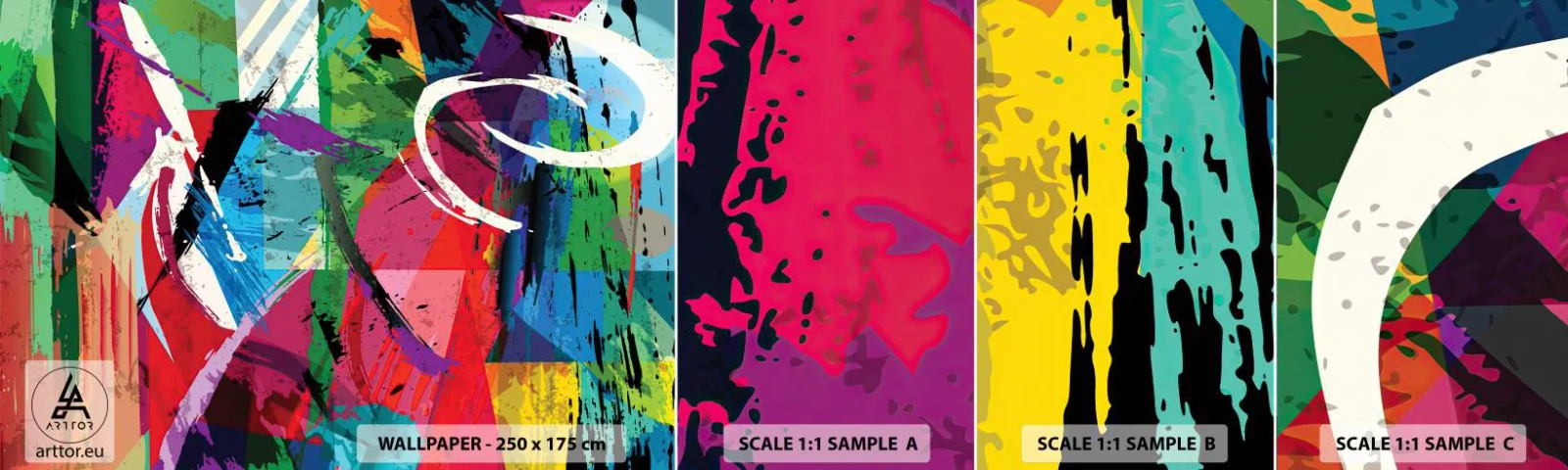 Fototapetenmuster Standard Eco - Schnell, spritzig und springt - Abstraktion, Stück, Moderne Kunst - 100x30 cm