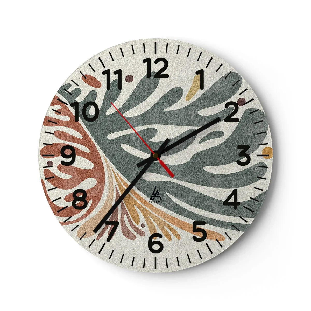 Wanduhr - Glasuhr - Mehrfarbiges Blatt - 30x30 cm