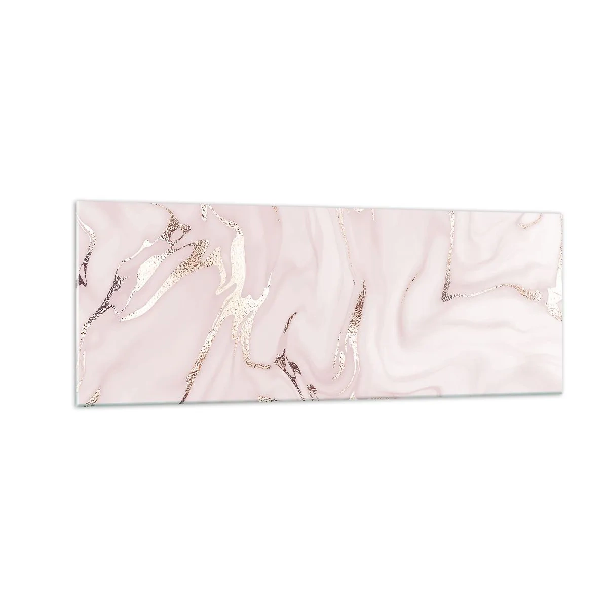 Glasbild - Bild auf glas - Elegante Abstraktion in Rosa- und Goldtönen - 140x50cm - In einem rosa Schal - Moderne Wanddekoration für Wohnzimmer und Schlafzimmer ARTTOR