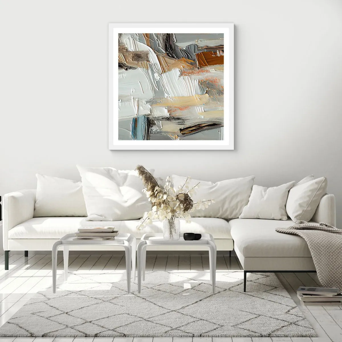 Poster in einem weißen Rahmen - Bunte Schichten - 60x60 cm