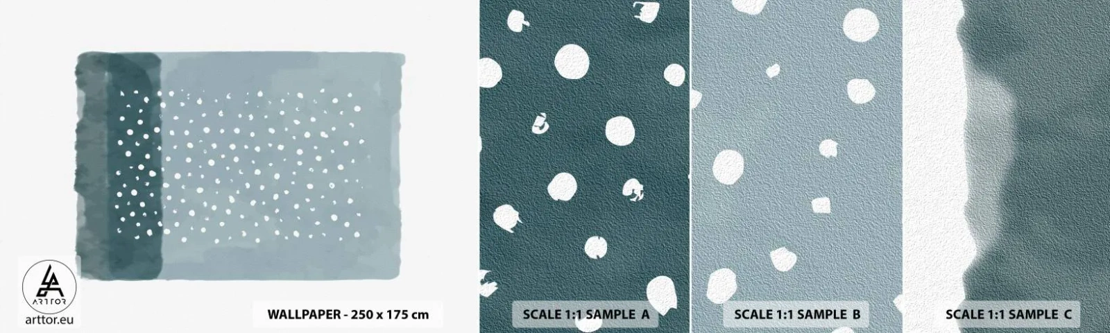 Fototapeten Muster Selbstklebend Deluxe Sticker - Auf Blau gewachsen - Abstraktion, Stück, Minimalismus - 100x30 cm