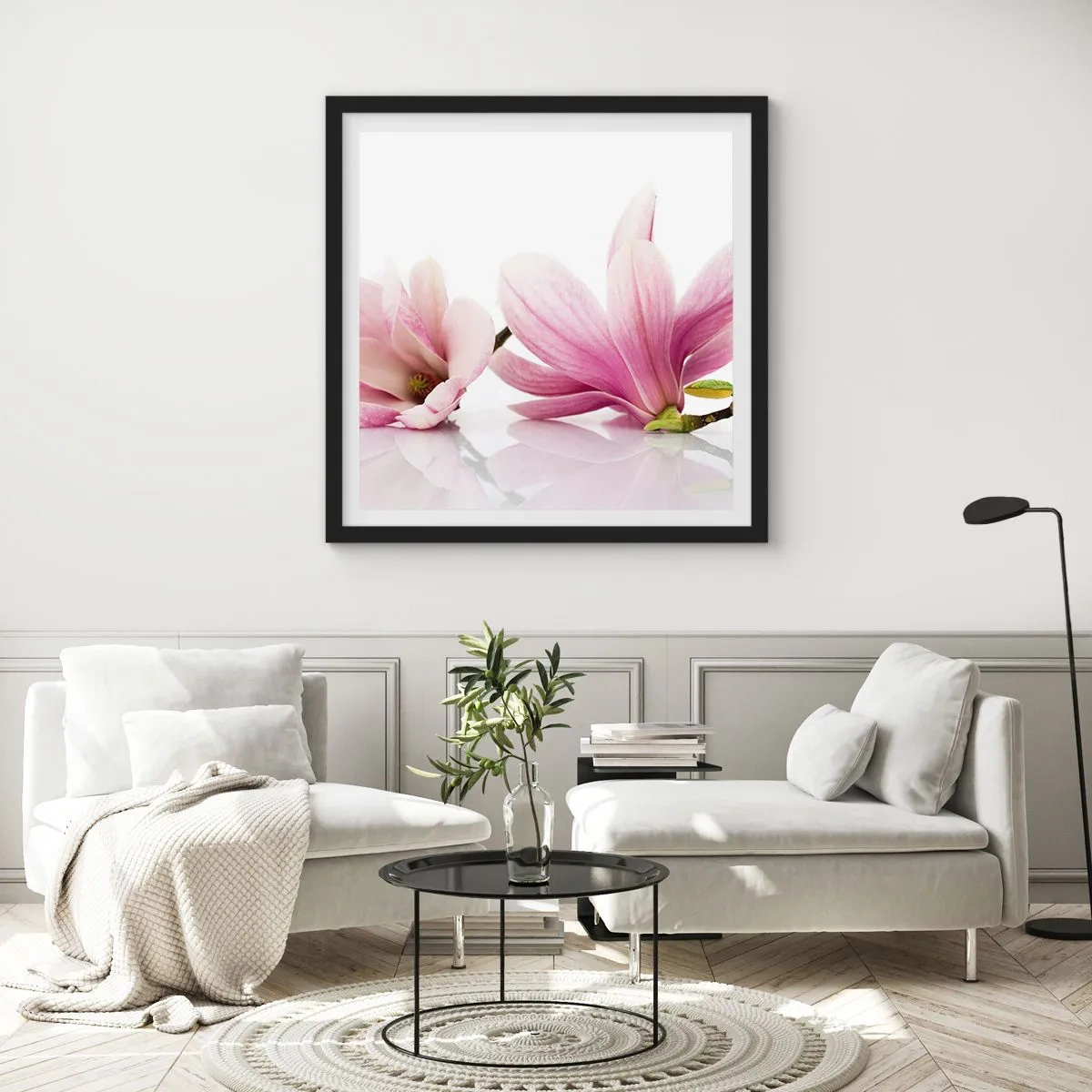 Poster in einem schwarzem Rahmen - Zart wie ein Frühlingswind - 60x60 cm