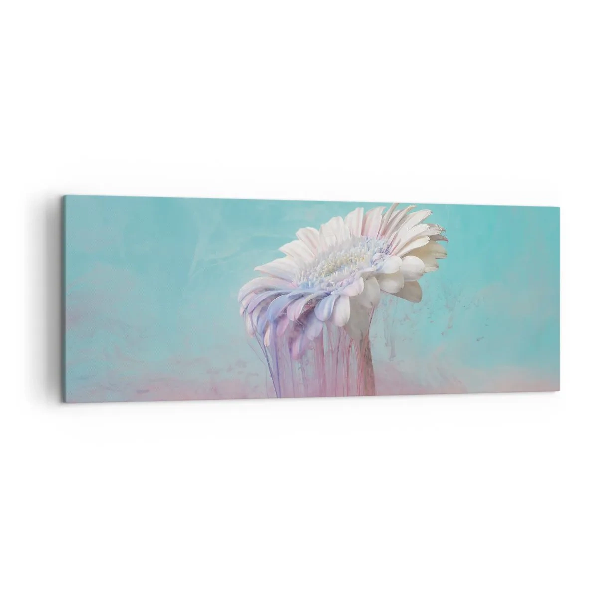 Bild auf Leinwand - Leinwandbild - Pastellfarbene Gerbera mit Unschärfeeffekt - 140x50cm - Blumenunterwelt - Moderne Wanddekoration für Wohnzimmer und Schlafzimmer ARTTOR