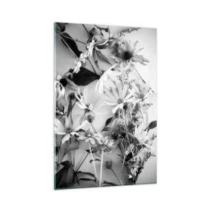 Glasbild - Bild auf glas - Schwarz-weiße Blumenarrangements in dezentem Kunststil - 80x120cm - Kein Blumenstrauß - Moderne Wanddekoration für Wohnzimmer und Schlafzimmer ARTTOR