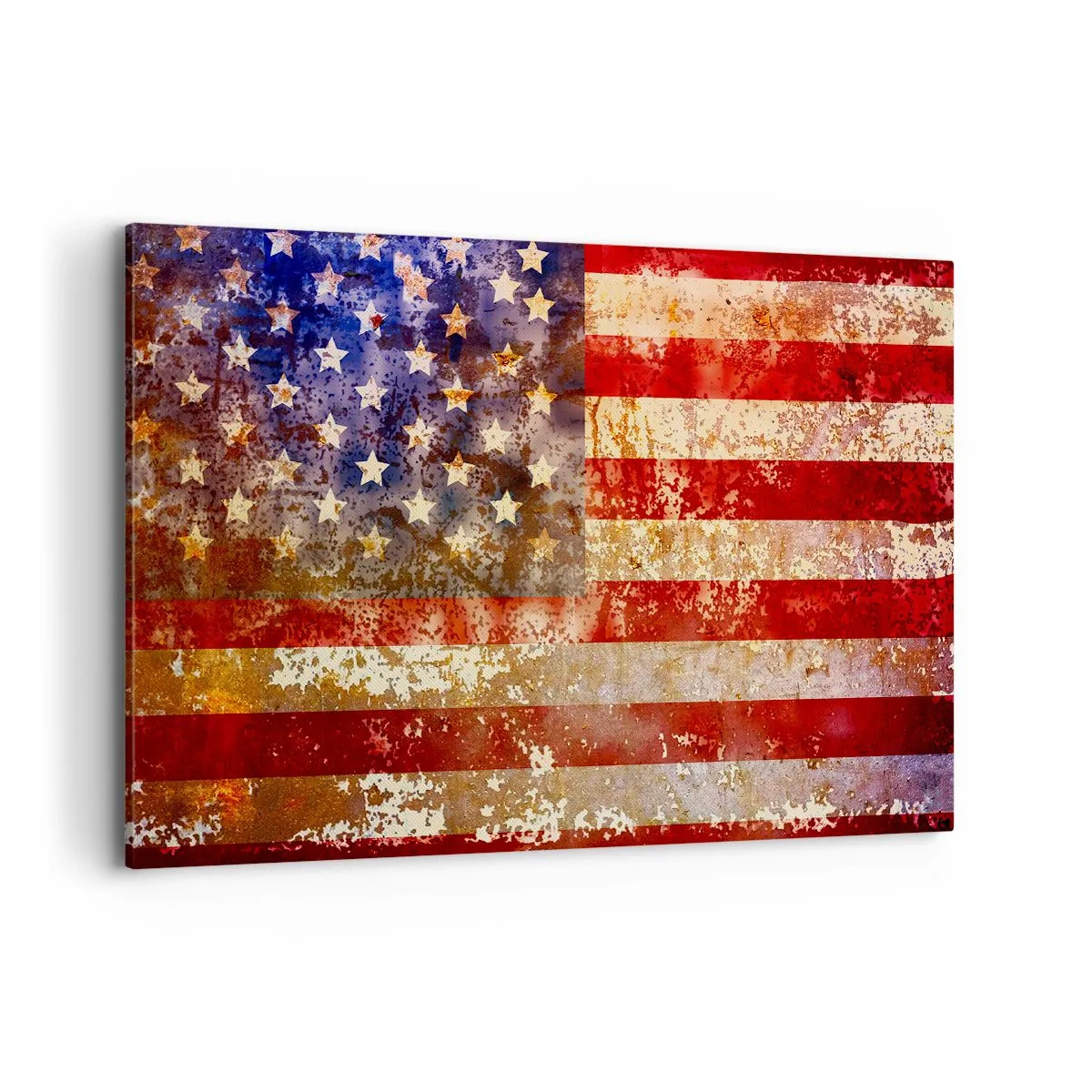 Bild auf Leinwand - Leinwandbild - Stilisierte US-Flagge mit gealtertem Effekt - 100x70cm - Ruhm verblasst nicht - Moderne Wanddekoration für Wohnzimmer und Schlafzimmer ARTTOR