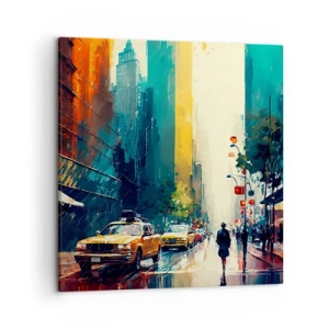 Bild auf Leinwand - Leinwandbild - New York – selbst der Regen ist hier bunt - 50x50 cm