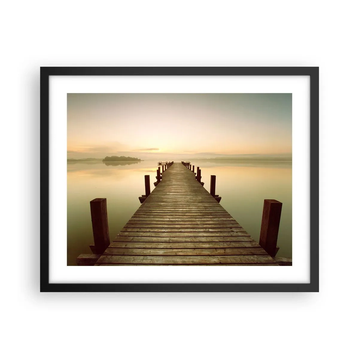 Poster in einem schwarzem Rahmen - Tagesanbruch, Morgendämmerung, Licht - 50x40 cm