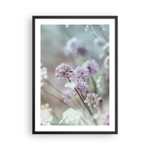 Poster in einem schwarzem Rahmen - Zarte Blüten in Pastellfarben - 50x70cm - Süße filigrane Kräuter - Moderne Wanddekoration für Wohnzimmer und Schlafzimmer ARTTOR