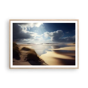 Poster in einem Rahmen aus heller Eiche - Strand, wilder Strand - 100x70 cm