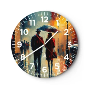 Wanduhr - Glasuhr - Urbane Liebesgeschichte - 40x40 cm