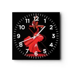 Wanduhr - Glasuhr - Der feurige Geist des Flamenco - 30x30 cm