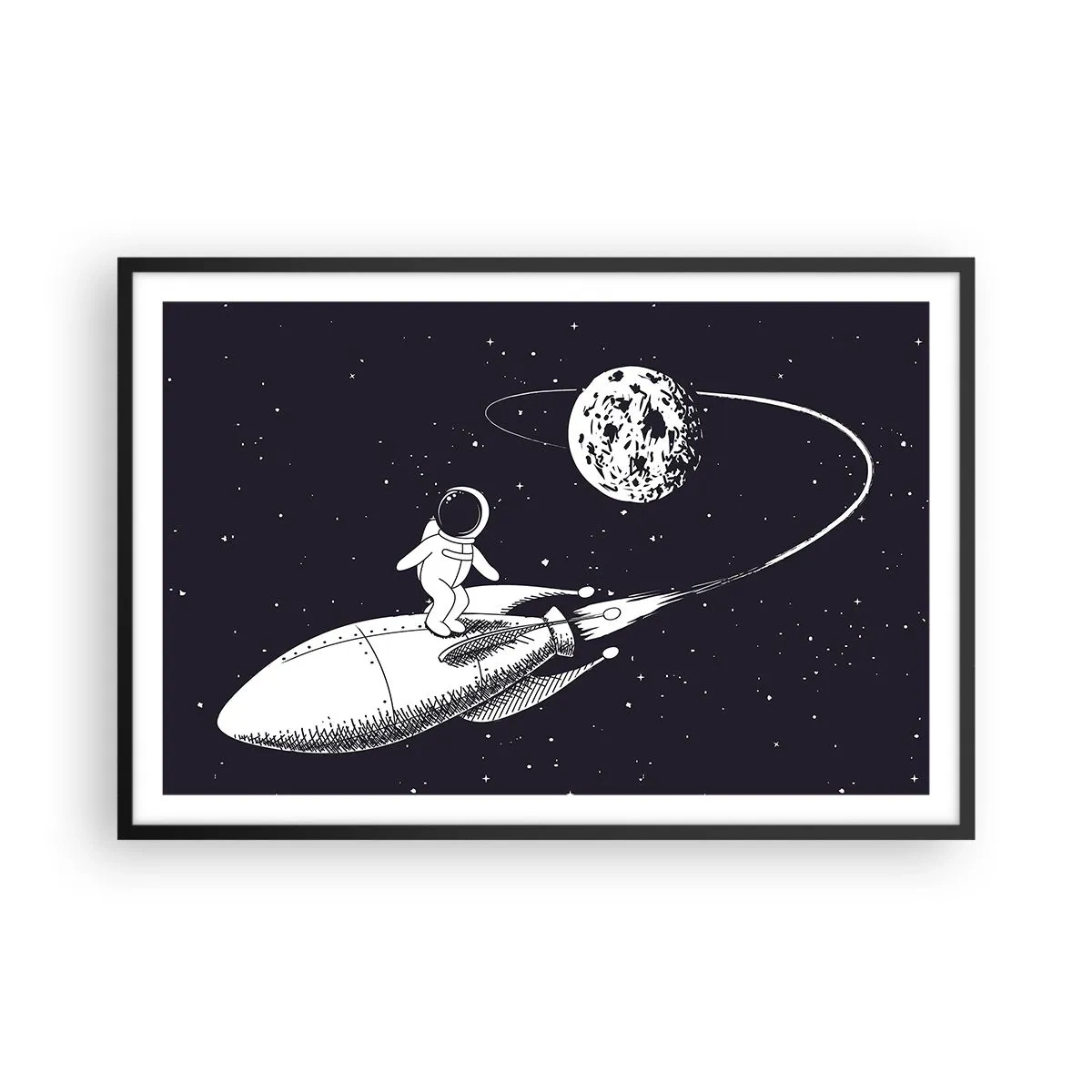 Poster in einem schwarzem Rahmen - Weltraumsurfer - 91x61 cm