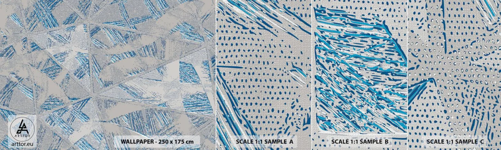 Fototapeten Muster Premium Canvas - In einem blaugrauen Labyrinth - Kritzeleien, Hell, Chaos - 100x30 cm