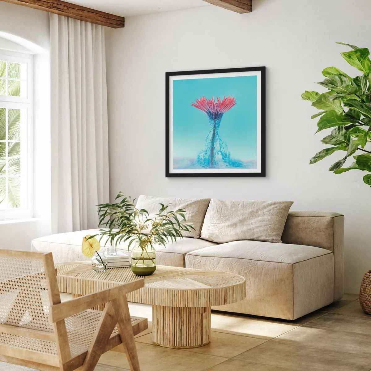 Poster in einem schwarzem Rahmen - In einer belebenden Umarmung - 30x30 cm