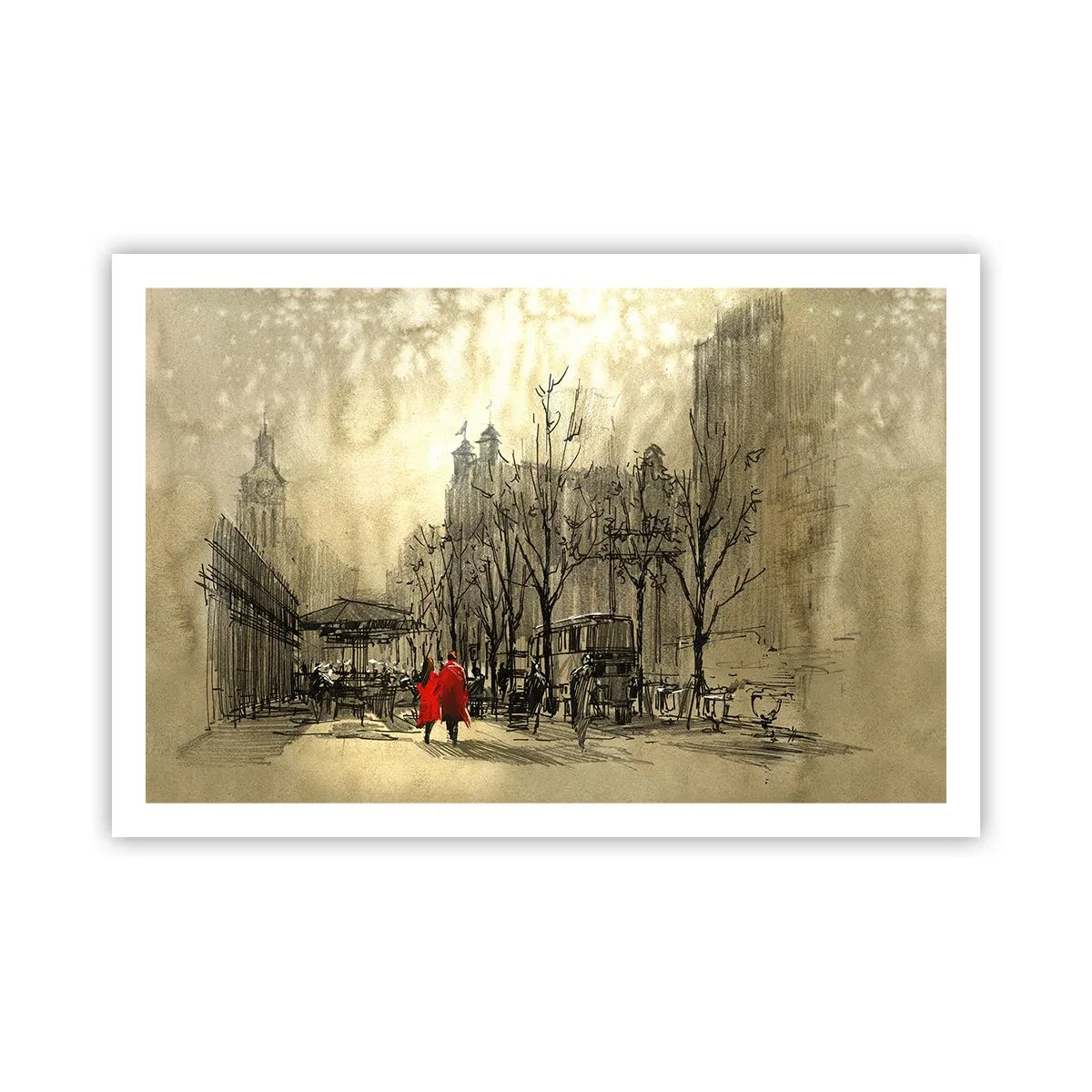 Poster - Ein Date im Londoner Nebel - 91x61 cm