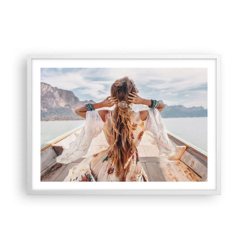 Poster in einem weißen Rahmen - Auf dem Weg zum Glück - 70x50 cm