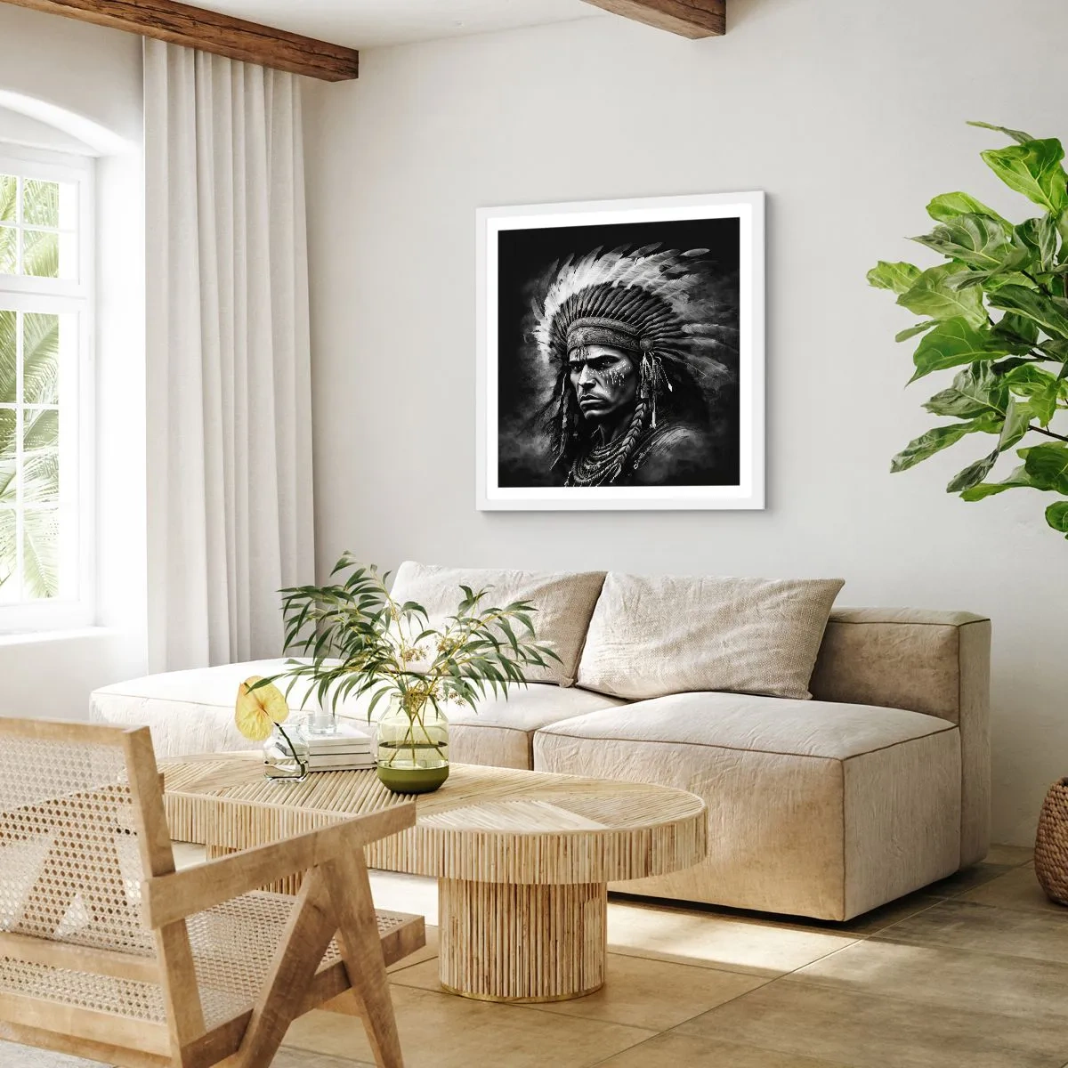 Poster in einem weißen Rahmen - Anführer und Krieger - 60x60 cm