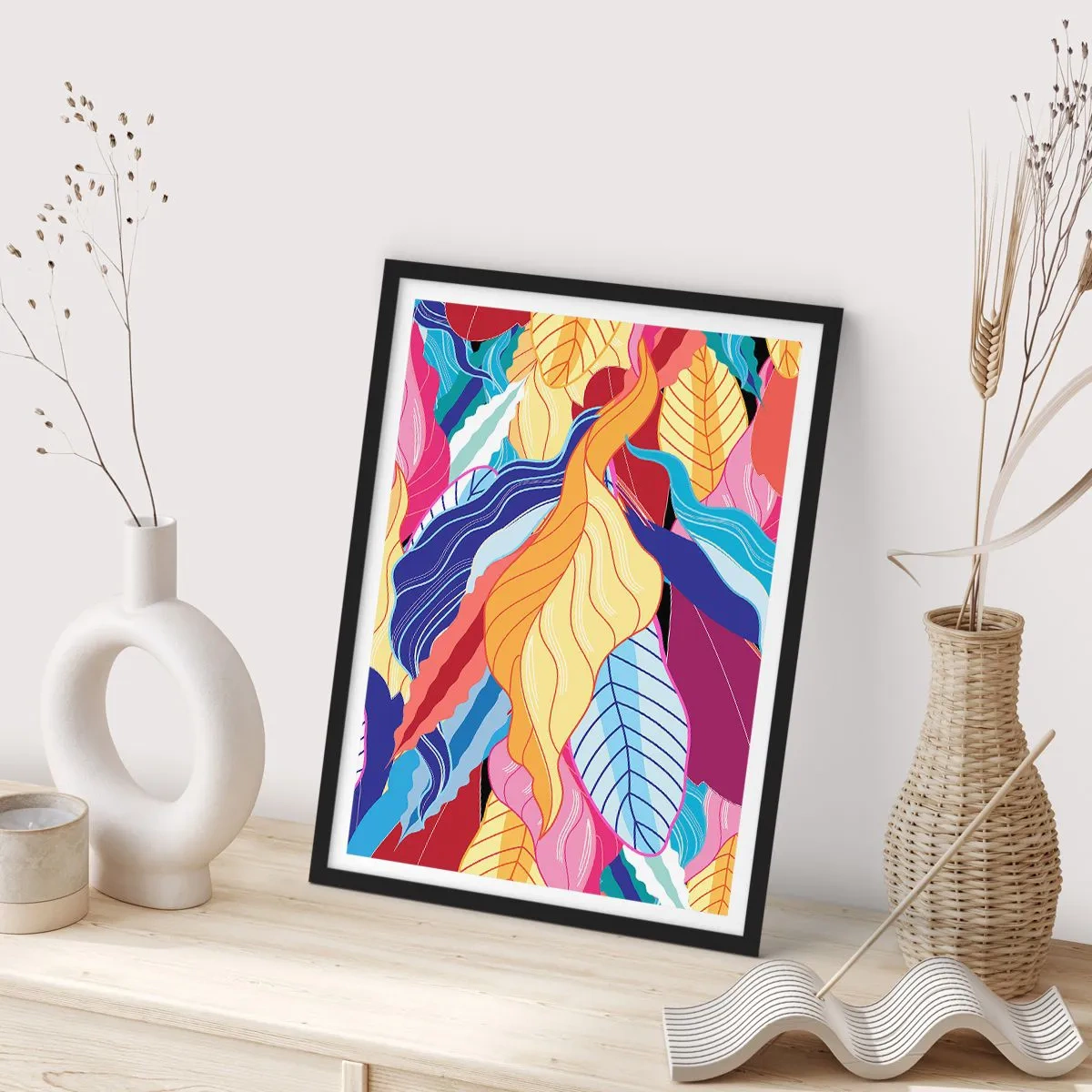 Poster in einem schwarzem Rahmen - Buntes Durcheinander - 70x100 cm