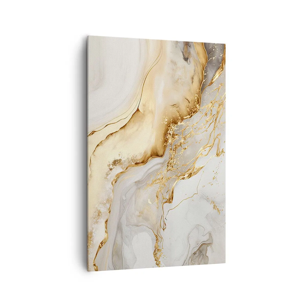 Bild auf Leinwand - Leinwandbild - Abstrakte Muster aus Gold und Marmor auf hellem Hintergrund - 80x120cm - Abstraktion: Schönheit und Güte - Moderne Wanddekoration für Wohnzimmer und Schlafzimmer ARTTOR