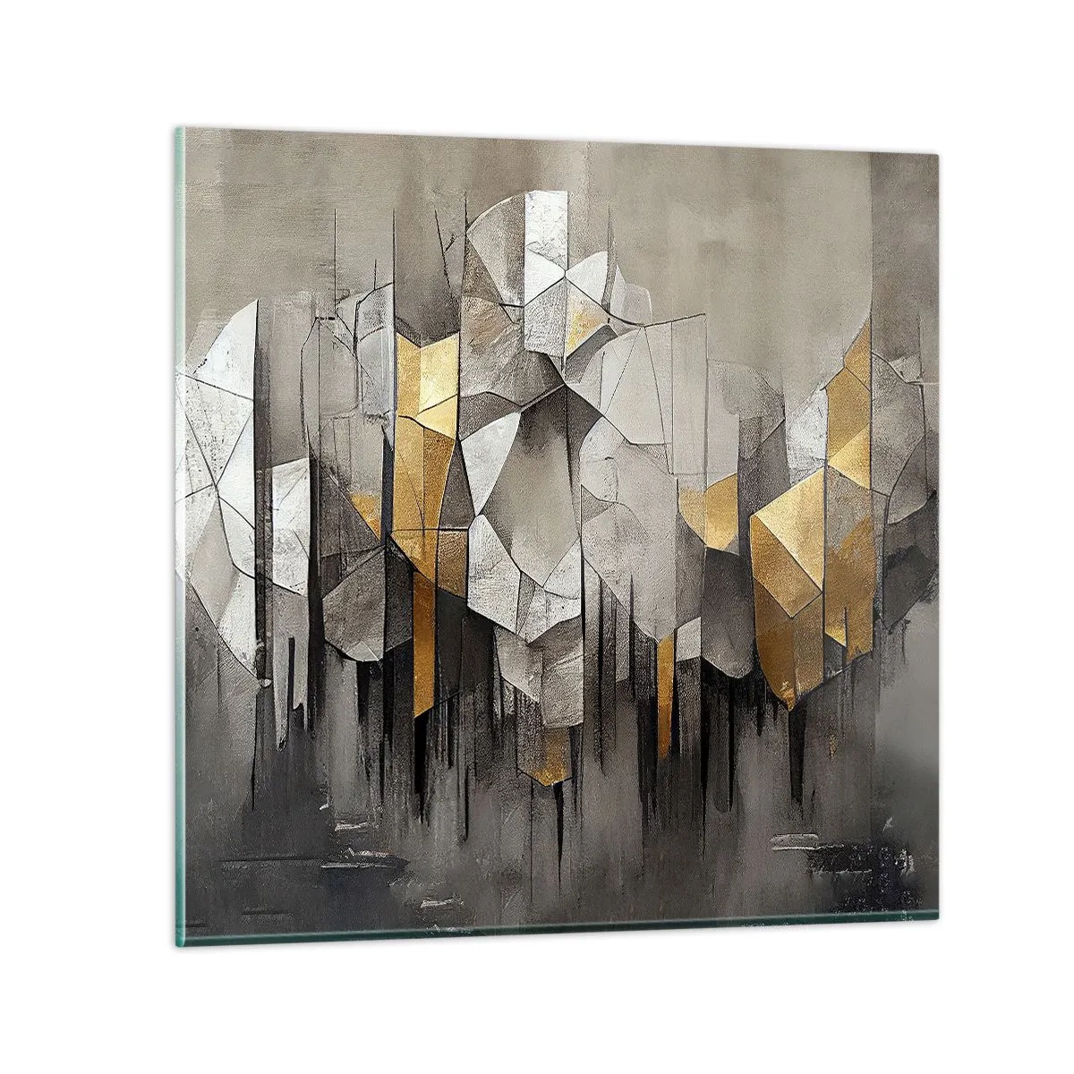 Glasbild - Bild auf glas - Komposition aus Eis und Licht - 60x60 cm