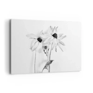 Bild auf Leinwand - Leinwandbild - Schwarz-weiße Blumen mit subtiler Komposition - 120x80cm - Niemand will allein sein - Moderne Wanddekoration für Wohnzimmer und Schlafzimmer ARTTOR