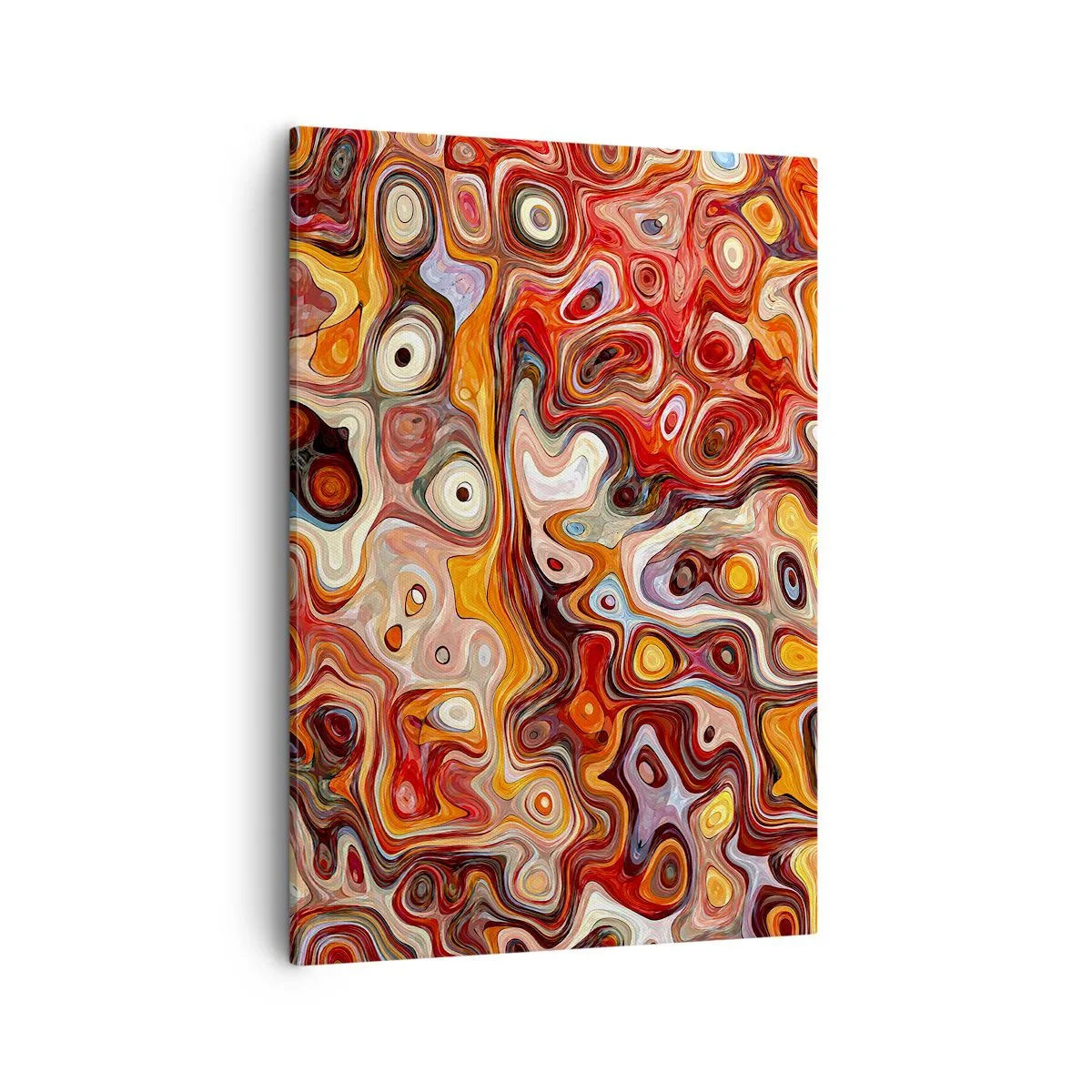 Bild auf Leinwand - Leinwandbild - Eine abstrakte Komposition in warmen Rot-, Orange- und Gelbtönen. - 50x70cm - Wenn die Nüsse in Honig geschmolzen sind - Moderne Wanddekoration für Wohnzimmer und Schlafzimmer ARTTOR