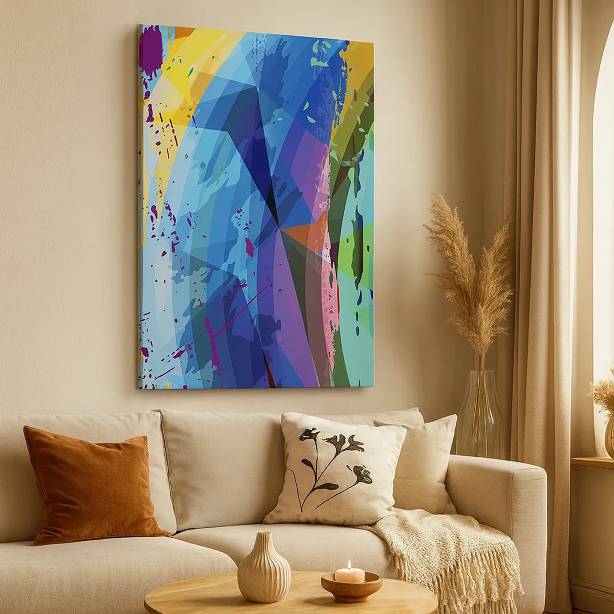 Bild auf Leinwand - Leinwandbild - Bunte Abstraktion in dynamischen Mustern und Formen - 50x70cm - Farbenfroher Schwindel - Moderne Wanddekoration für Wohnzimmer und Schlafzimmer ARTTOR