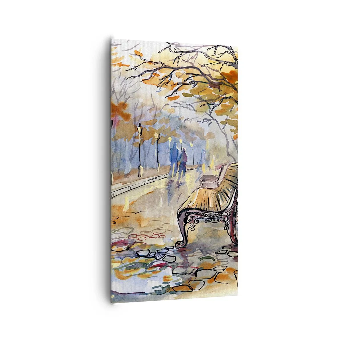 Bild auf Leinwand - Leinwandbild - Gemeinsam im Herbst wandern - 65x120 cm