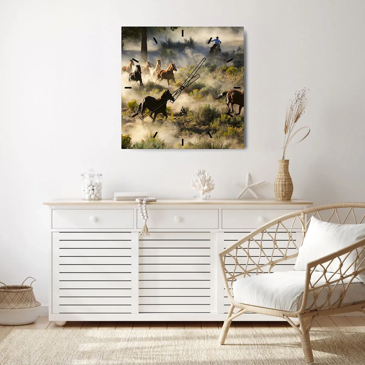 Wanduhr - Glasuhr - Rivalität – Freiheit oder männliche Stärke? - 30x30 cm