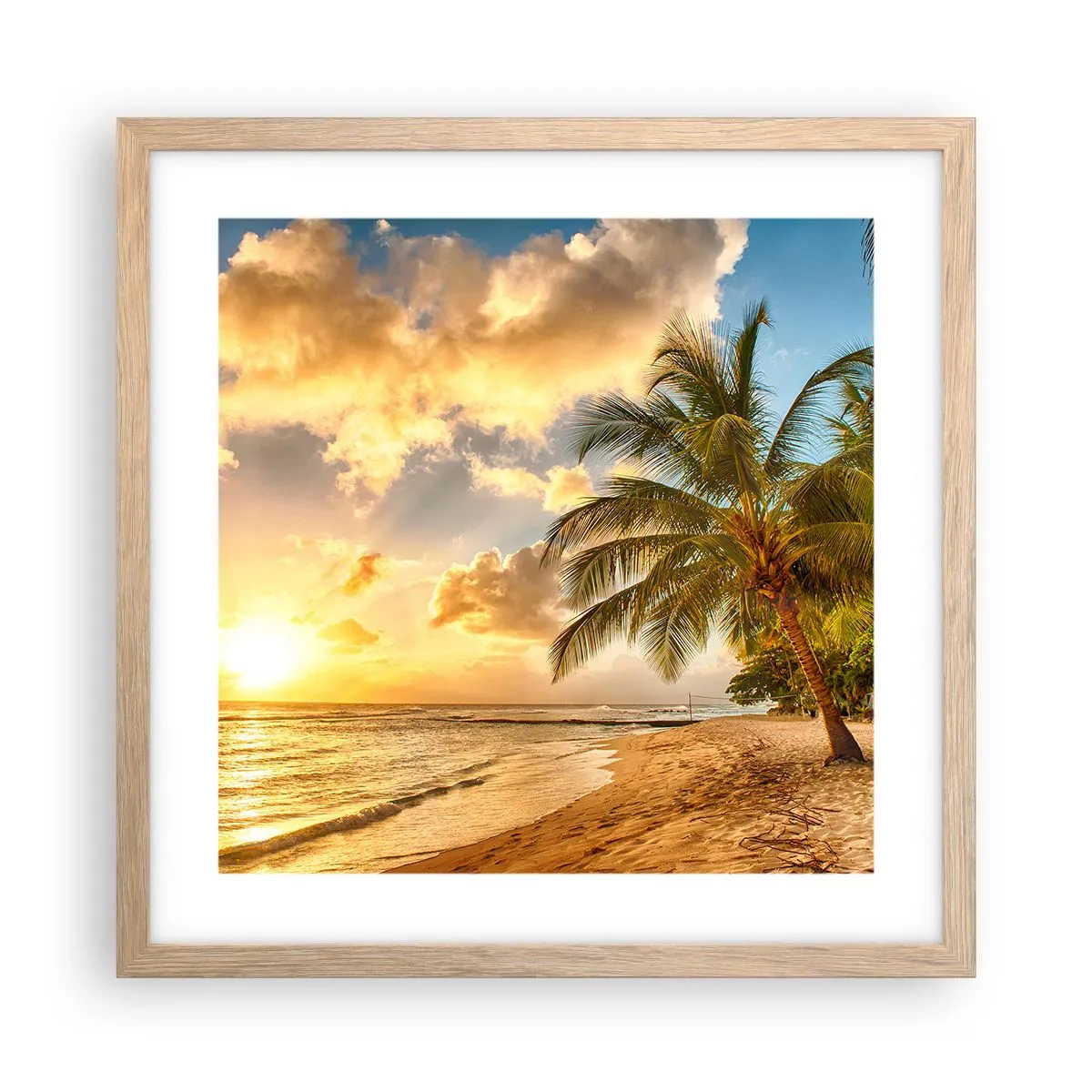 Poster in einem Rahmen aus heller Eiche - Ewiger Sommer, immer Urlaub - 40x40 cm