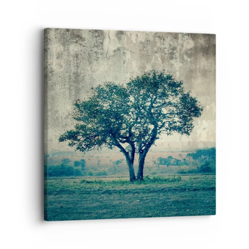 Bild auf Leinwand - Leinwandbild - Ein Apfelbaum auf blauem Feld? - 30x30 cm