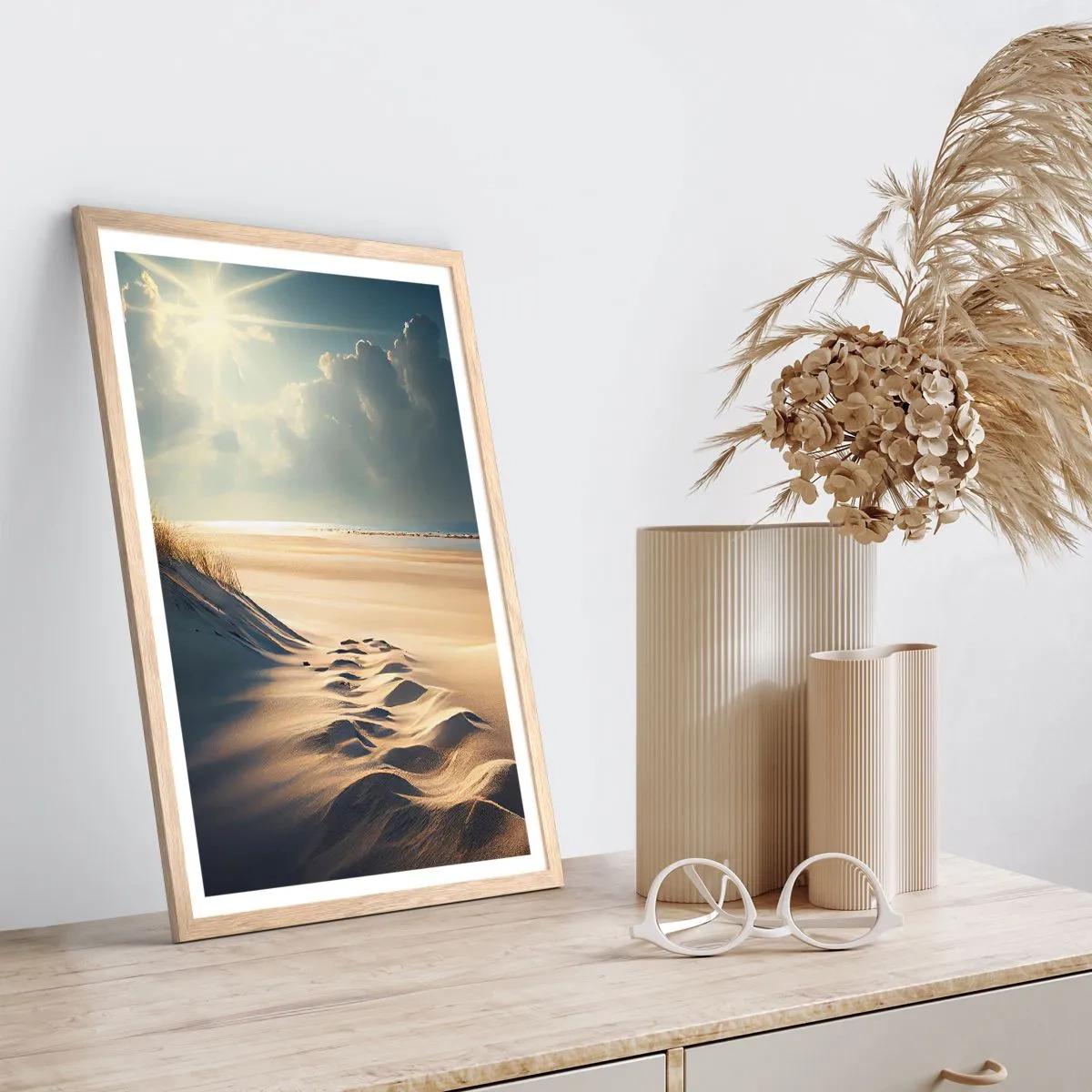 Poster in einem Rahmen aus heller Eiche - Beruhigende Landschaft - 40x50 cm