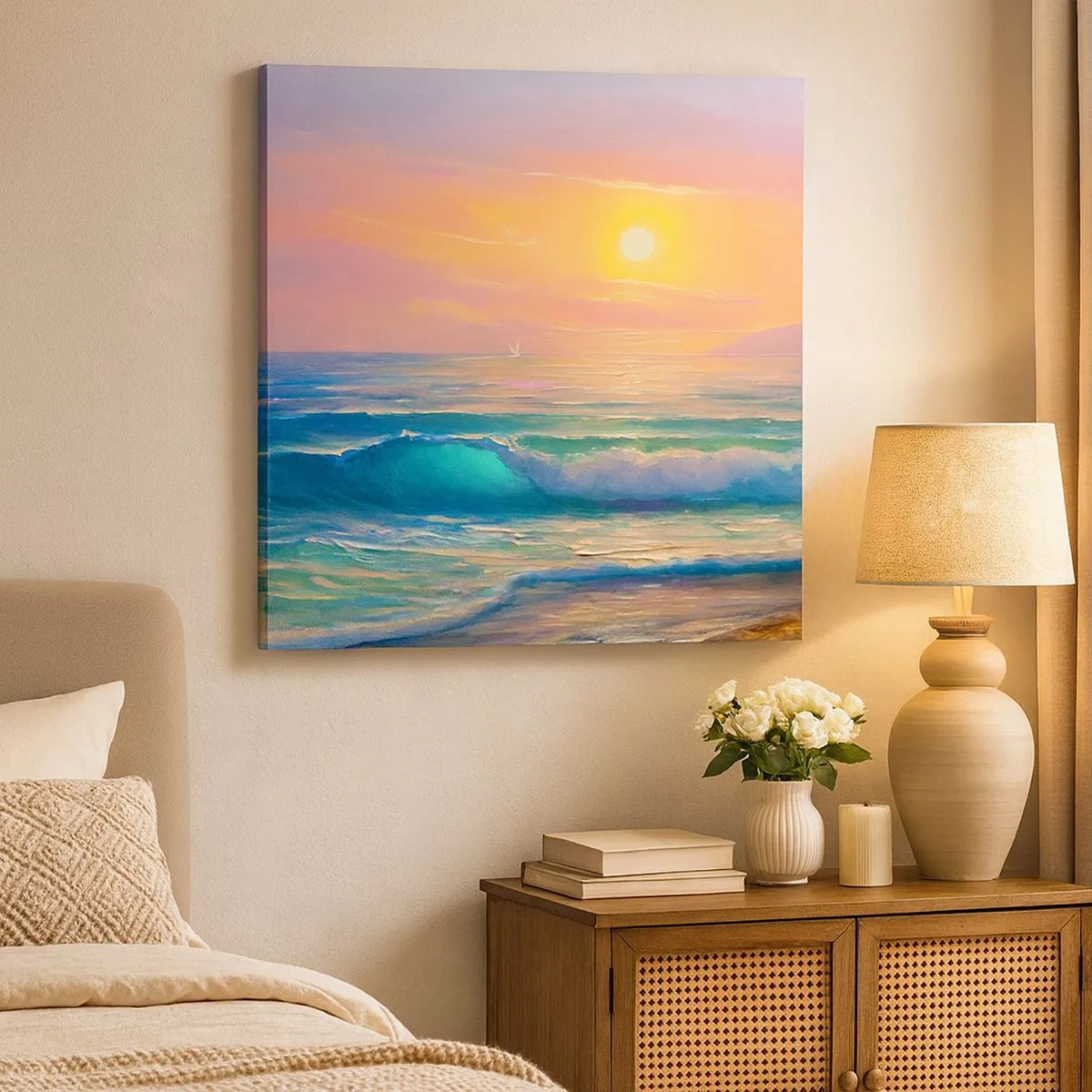 Bild auf Leinwand - Leinwandbild - Ein türkisfarbenes Lied der Wellen - 30x30 cm