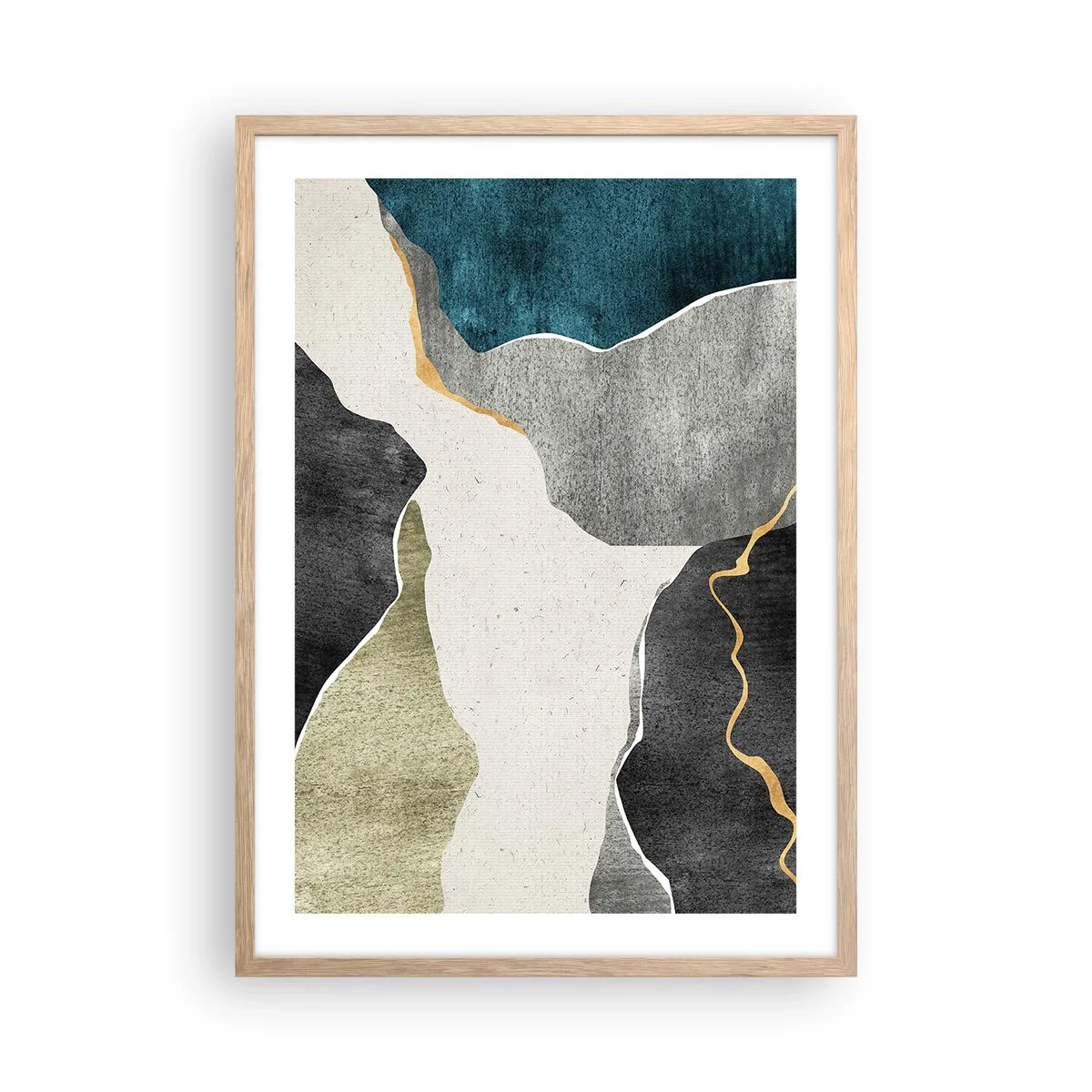 Poster in einem Rahmen aus heller Eiche - Mosaikkomposition mit Goldfaden - 50x70 cm