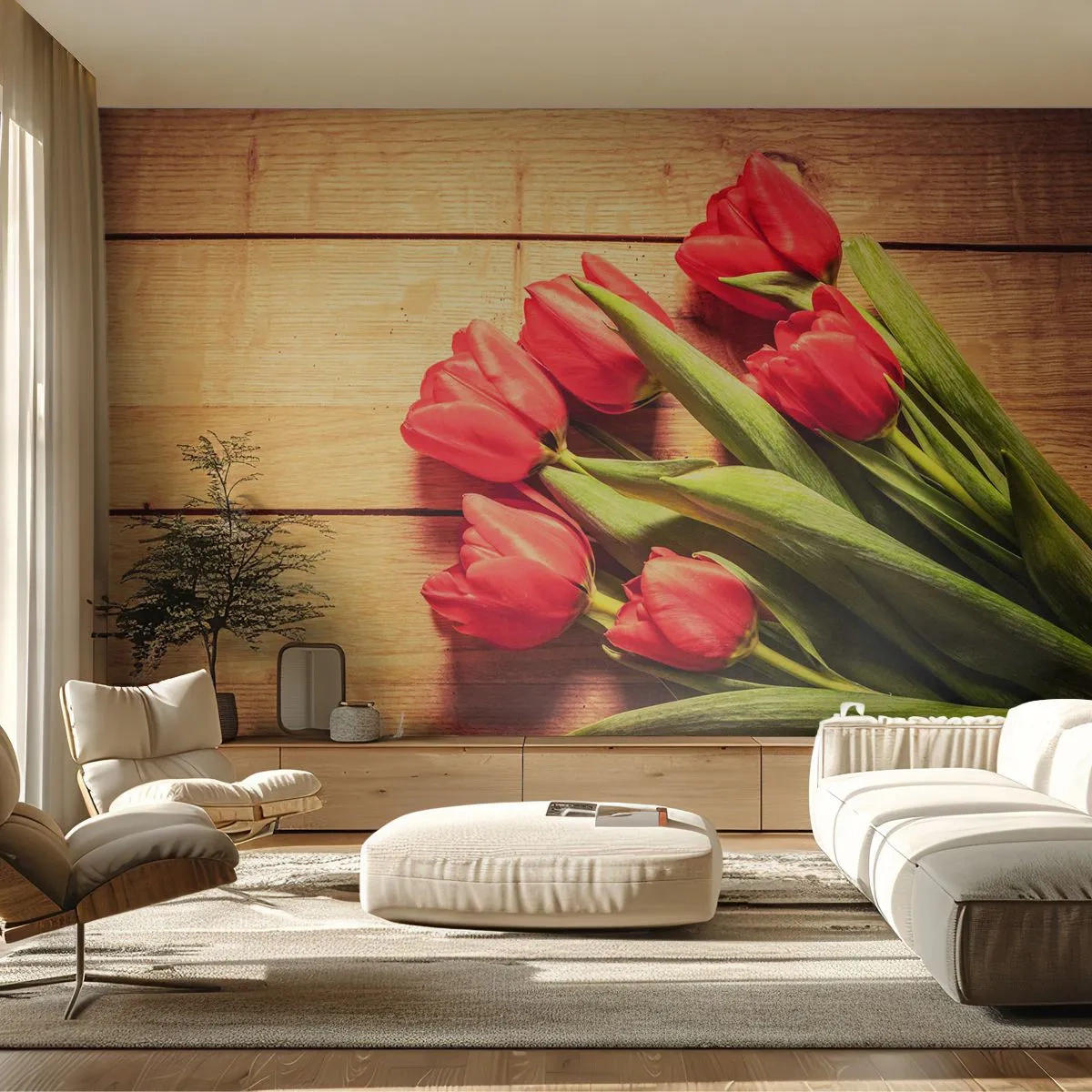 Fototapete Premium Canvas - Frühlingsgeständnis - Blumen, Tulpen, Blumenstrauß - 300x210 cm
