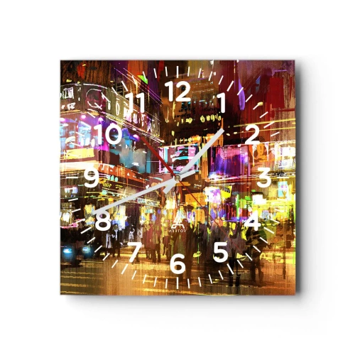 Wanduhr - Glasuhr - In einem Lichtermeer - 40x40 cm