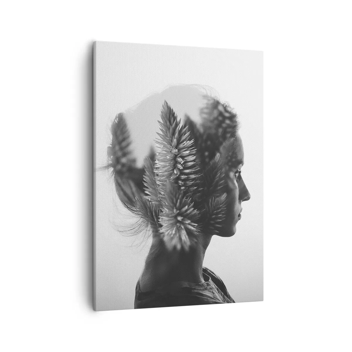 Bild auf Leinwand - Leinwandbild - Ein subtiles Porträt mit Elementen der Natur - 50x70cm - Dame des Kiefernwaldes - Moderne Wanddekoration für Wohnzimmer und Schlafzimmer ARTTOR