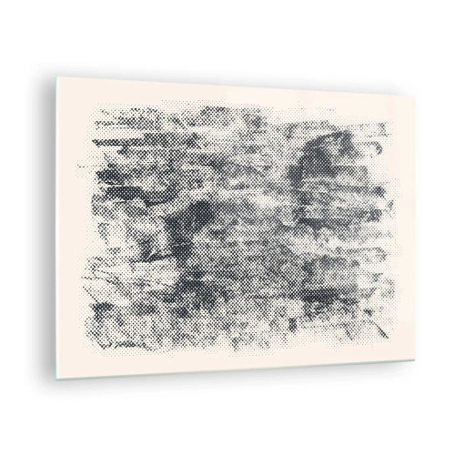 Glasbild - Bild auf glas - Schwarz-Weiß-Abstraktion mit Unschärfeeffekt - 70x50cm - Nebelige Komposition - Moderne Wanddekoration für Wohnzimmer und Schlafzimmer ARTTOR