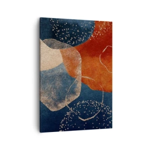 Bild auf Leinwand - Leinwandbild - Abstrakte Formen in Rot- und Blautönen - 50x70cm - Die Leichtigkeit des Seins - Moderne Wanddekoration für Wohnzimmer und Schlafzimmer ARTTOR