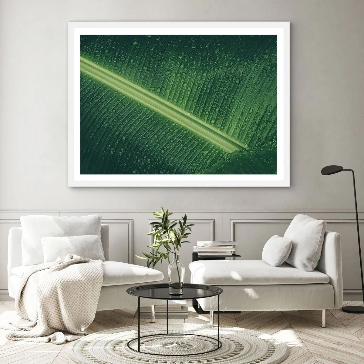 Poster in einem weißen Rahmen - Die Struktur des Grüns - 70x50 cm