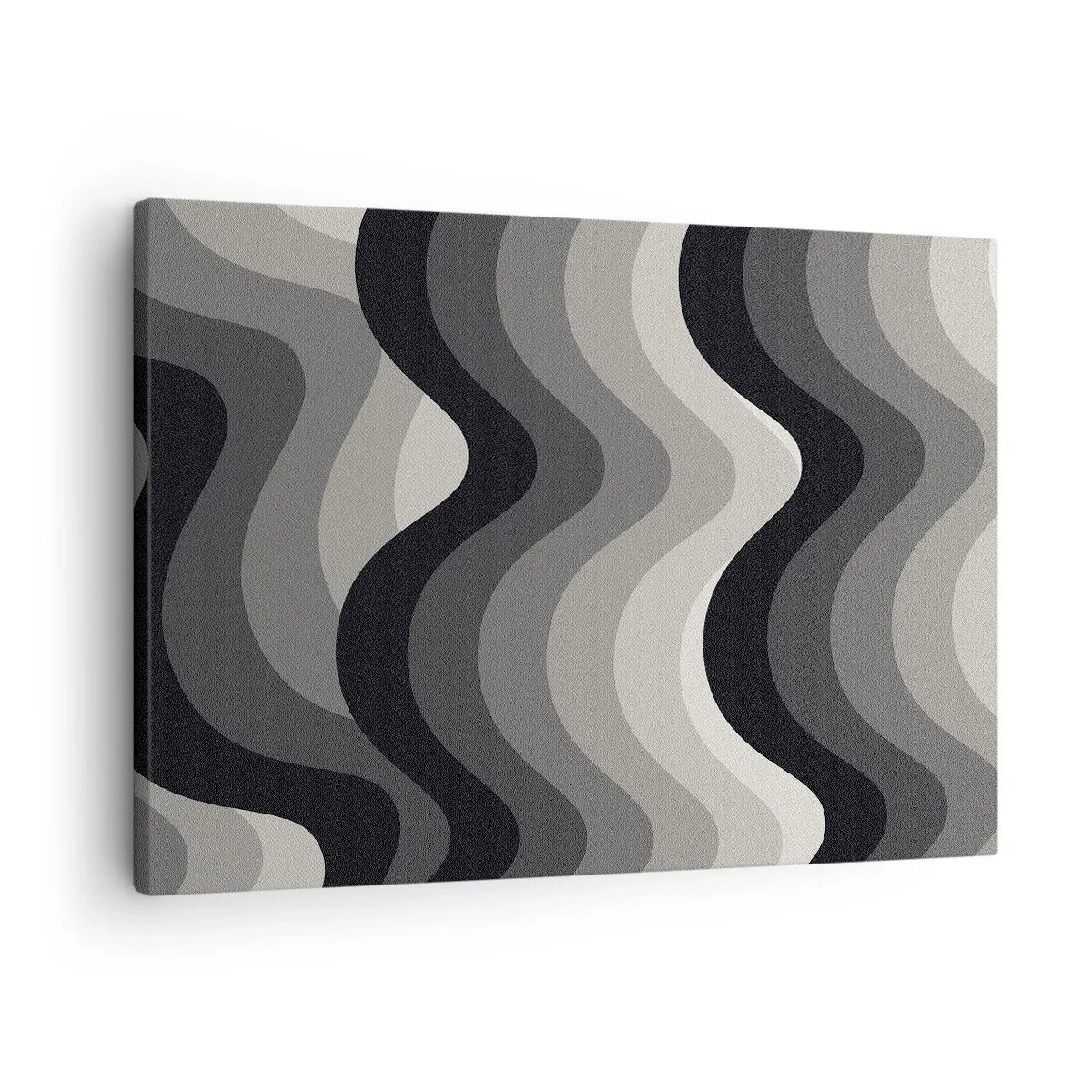 Bild auf Leinwand - Leinwandbild - Schwarz-weiße Wellenmuster in Grautönen - 70x50cm - Eine Welle nach der anderen - Moderne Wanddekoration für Wohnzimmer und Schlafzimmer ARTTOR